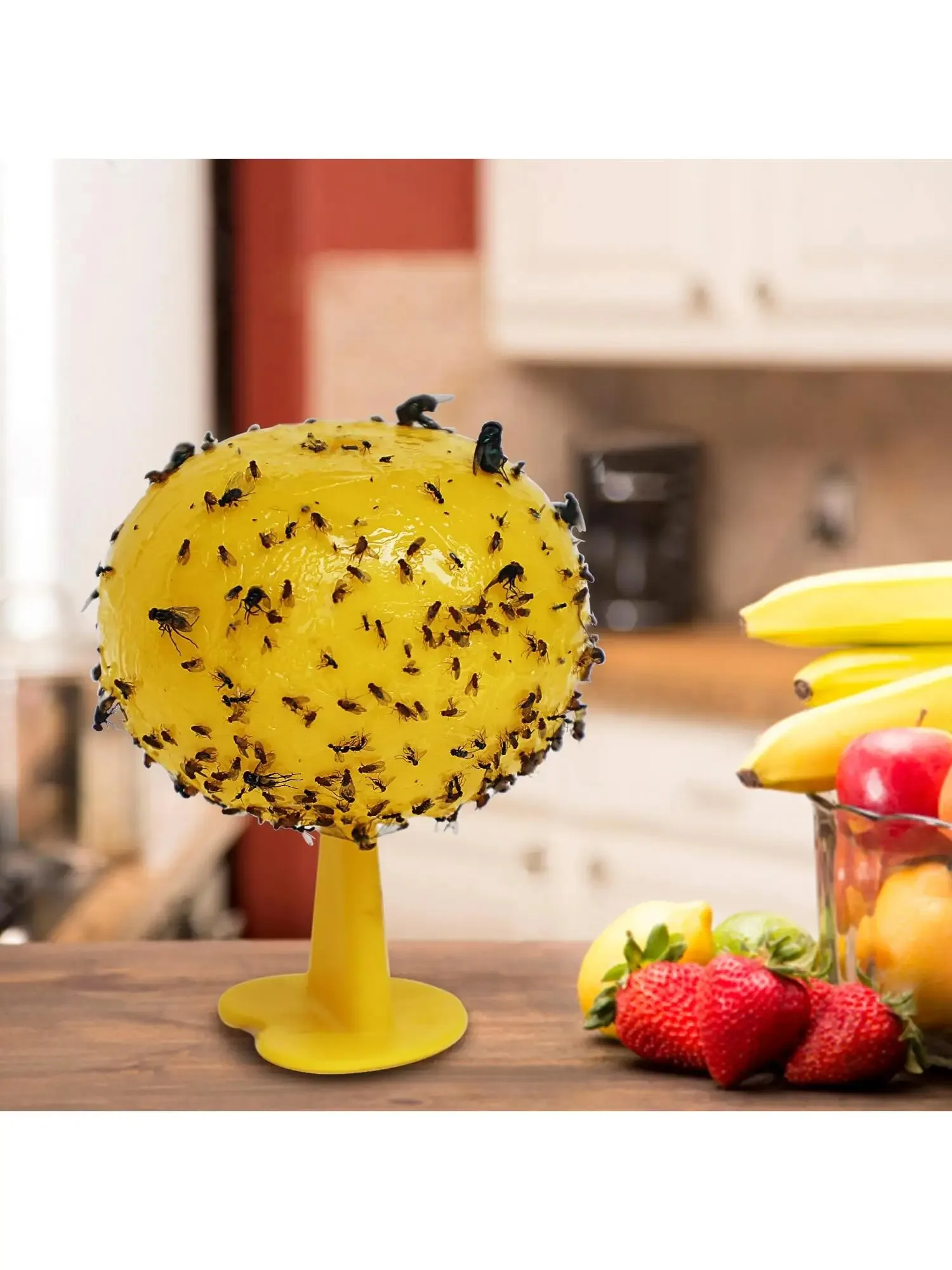 Fruit Fly Trap & Catcher Sticky Sphere, With Hanging Chain, Adhesive Flexboard, Great For Citrus Fruit Fly, Hoverfly