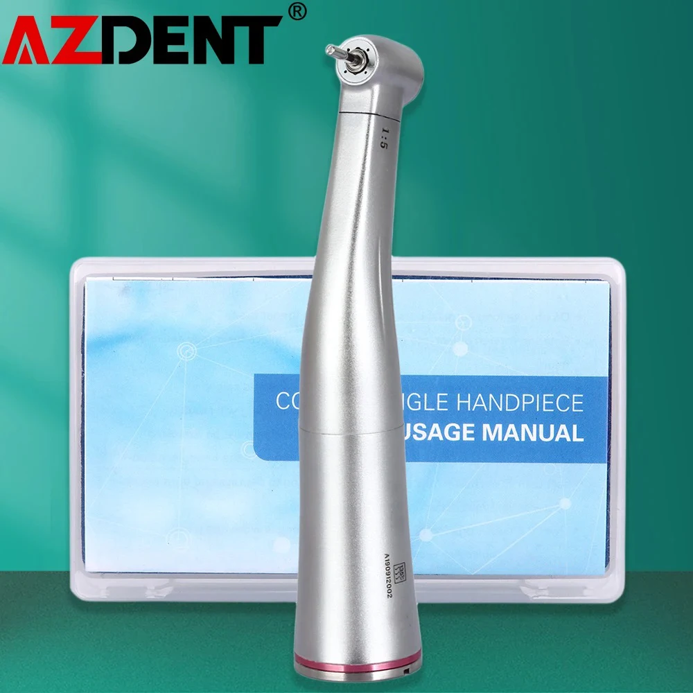 Dental 1:5 Increasing Contra Angle Push Button Low Speed Handpiece Internal Four Way Spray Compatible with E-type Motor