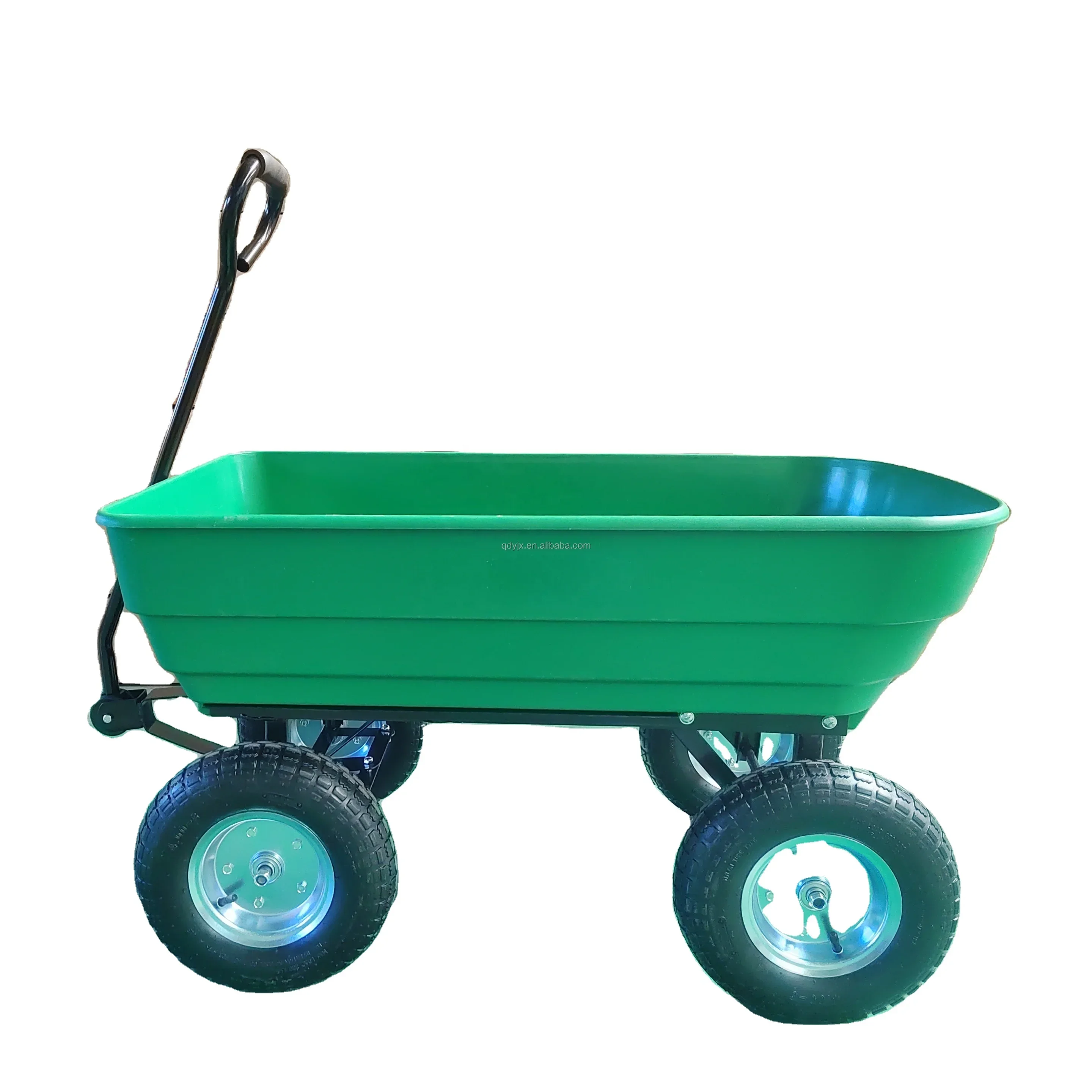 

75L Garden Dump Cart Garden Tipper Cart Heavy Duty Gardening Trolley 350-4 Pneumatic Wheels