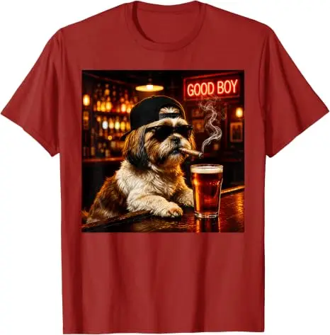 Lustiges Shih Tzu beim Biertrinken Grafik-T-Shirt „Guter Junge Hund“ Meme Y2k Hundebesitzer Nachtclub Bar Leben Grafik-Bekleidung Trinkfeste Männerkleidung – Detail 10