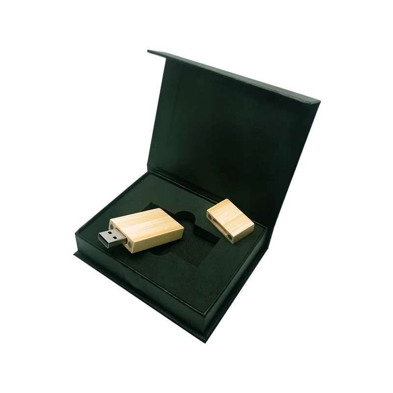 Free Custom Photography Wedding LOGO Natural Bamboo USB2.0 Flash Drive 4GB 8GB 16GB 32GB 64GB Memory Stick with Color Gift Box