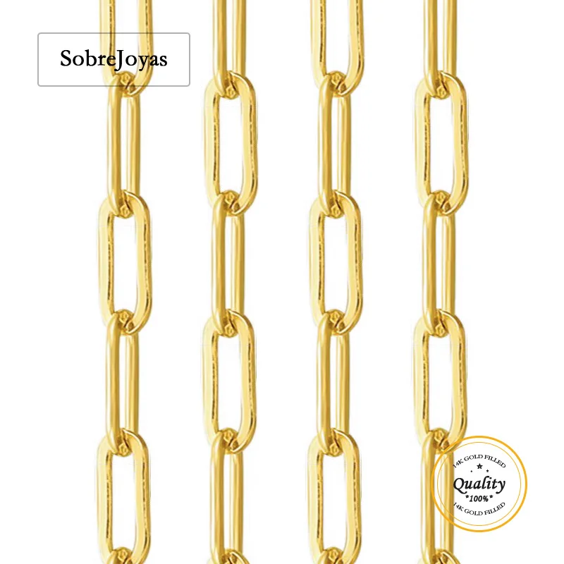 4x9mm Paperclip Chain 14K Gold Filled Unfinished Chain 4MM Chain Necklace Gold Jewelry Minimalist Gold Filled Chain DIY Jewelry