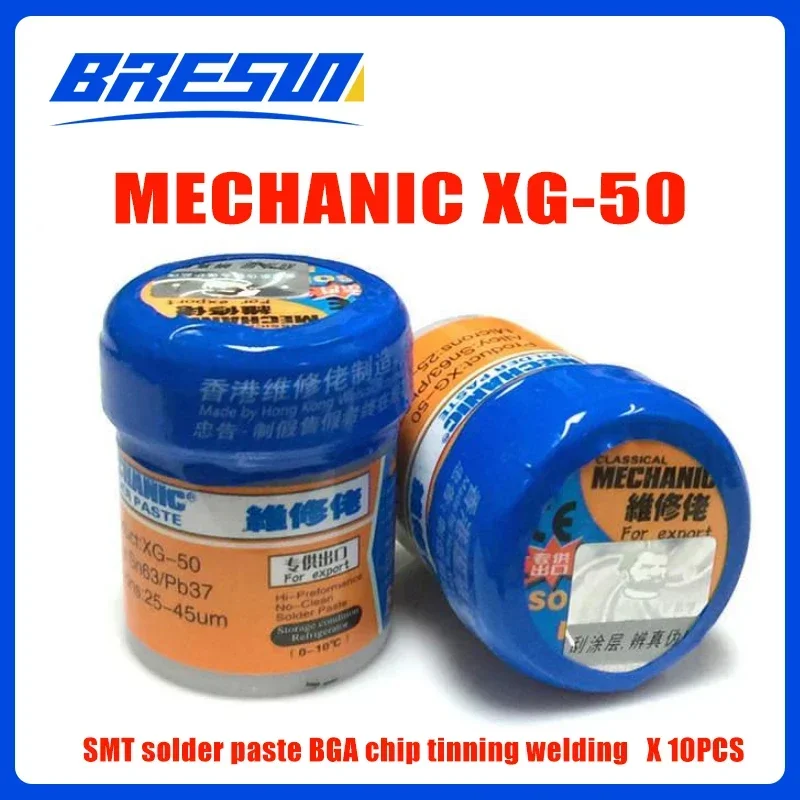 10PC XG-50 Medium Temperature Solder Paste  35G Liquid Solder Paste SN63 PB37 Lead-Containing SMD BGA SMT Template Solder Tool