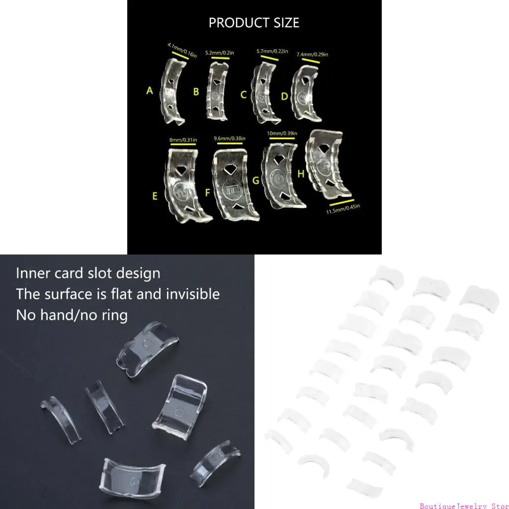 

E1PE 24pcs Transparents Ring Adjuster Comfortable Silicone Ring Insert Large Smaller