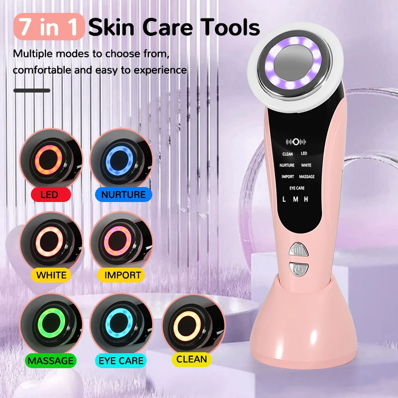 

7 Color Light Massager Facial Treatment Light LED Sound Wave Ion Vibration Skin Tension Facial Enhancement Anti Wrinkle Equipmen