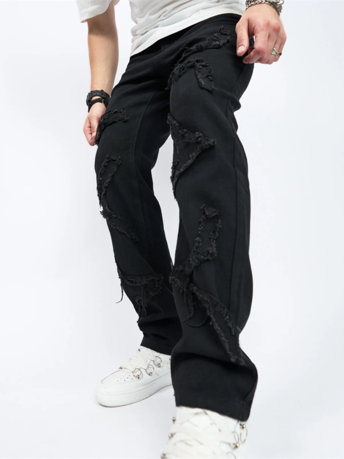 

Модные вышитые джинсы прямого кроя для мужчин, повседневные брюки, осень-зима, новинка, китайский стиль