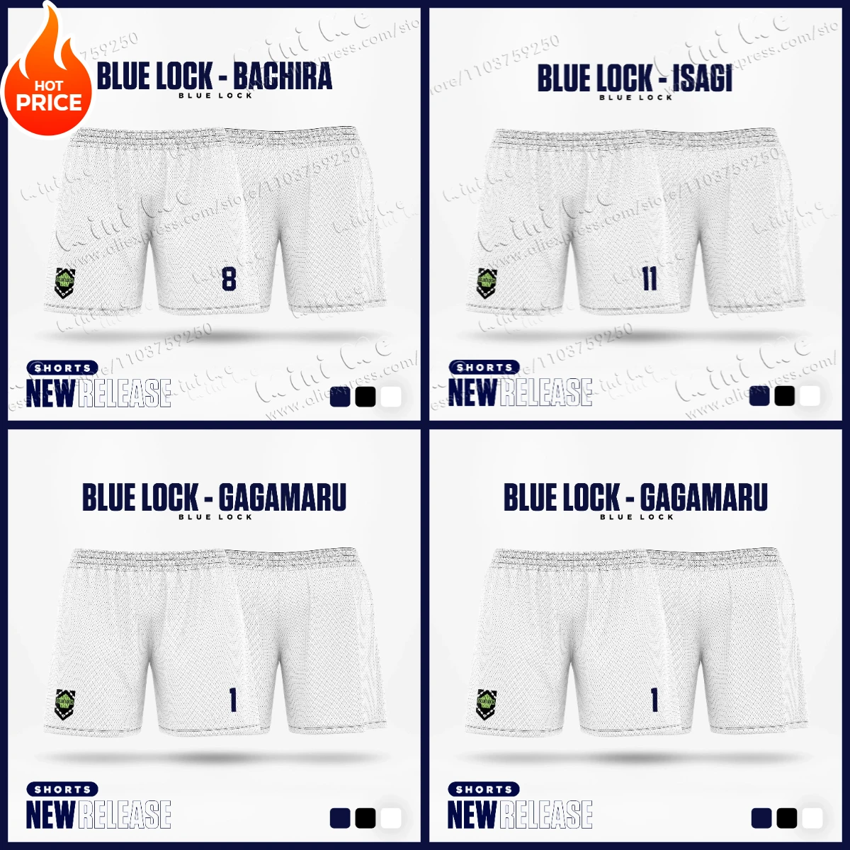 

Blue Lock White Cartoon Anime Jersey Men Shorts Summer Quick-Drying New Fashion Women Short Pants Sport Children Unisex Bottom
