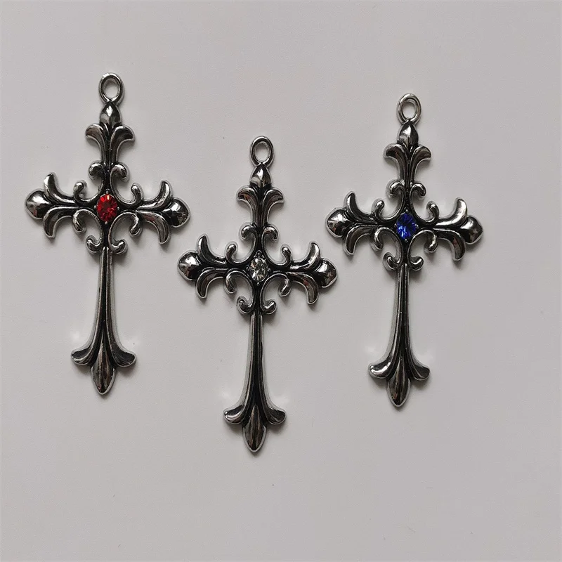 2Pcs 40x59mm Gothic Style Retro Rhinestone Cross Charms Pendant Designer Charms Fit Jewelry Making DIY Jewelry Findings