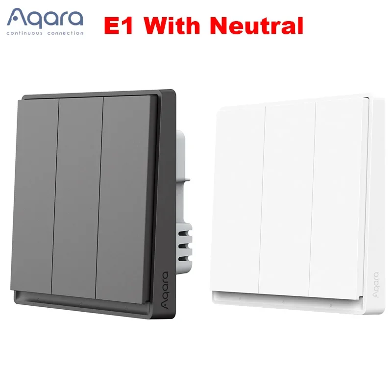 Aqara Smart Wall Switch E1 ZigBee 3.0 Smart Home Light Switch 3 tasti Fire Wire con neutro per Xiaomi Mi Home Homekit