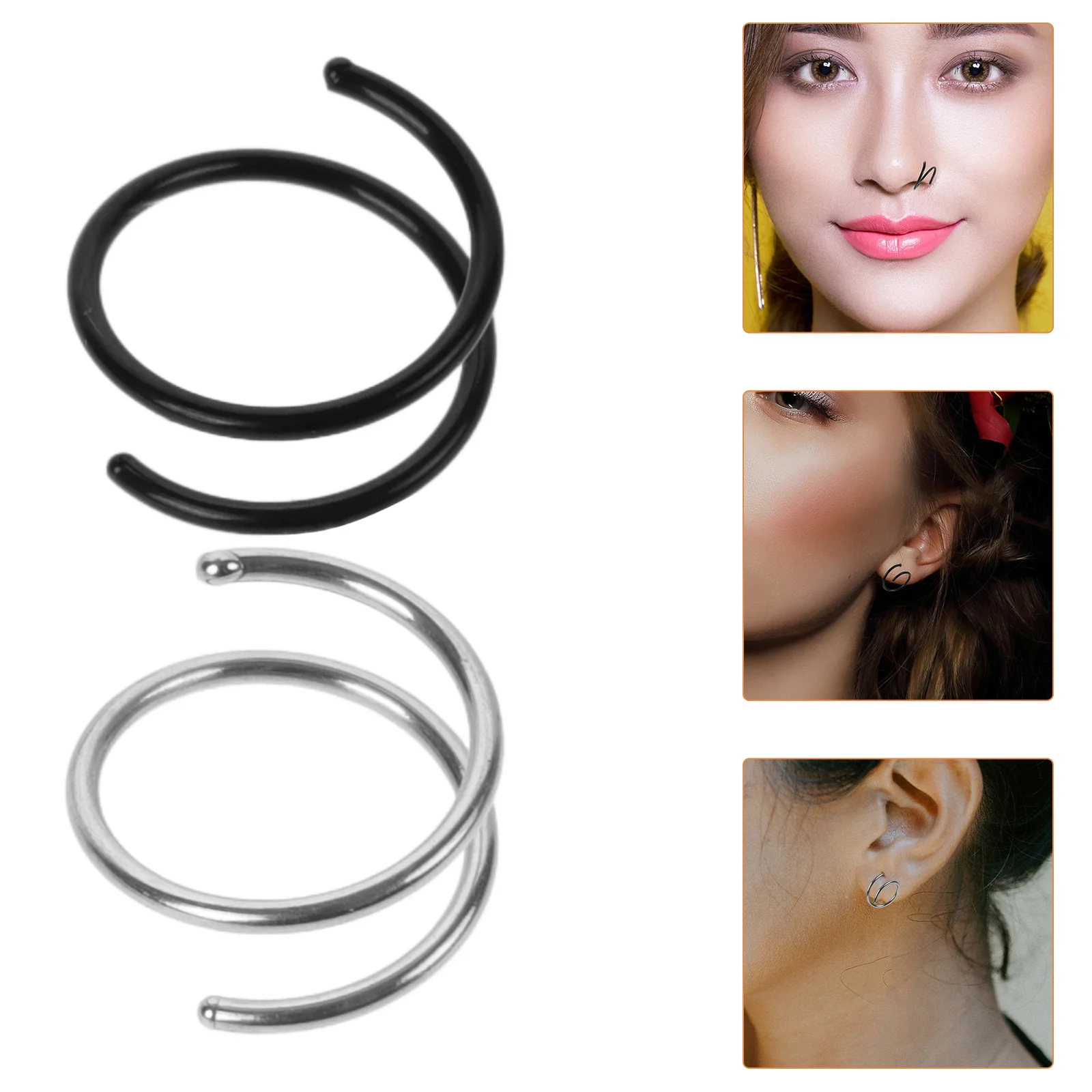 4 قطع من حلقات الأنف الحلزونية، زينة حلقة الأنف المزدوجة بألوان جميلة، مصقولة بشكل جيد، مظهر بسيط ولكن فريد من نوعه للاستخدام اليومي أو