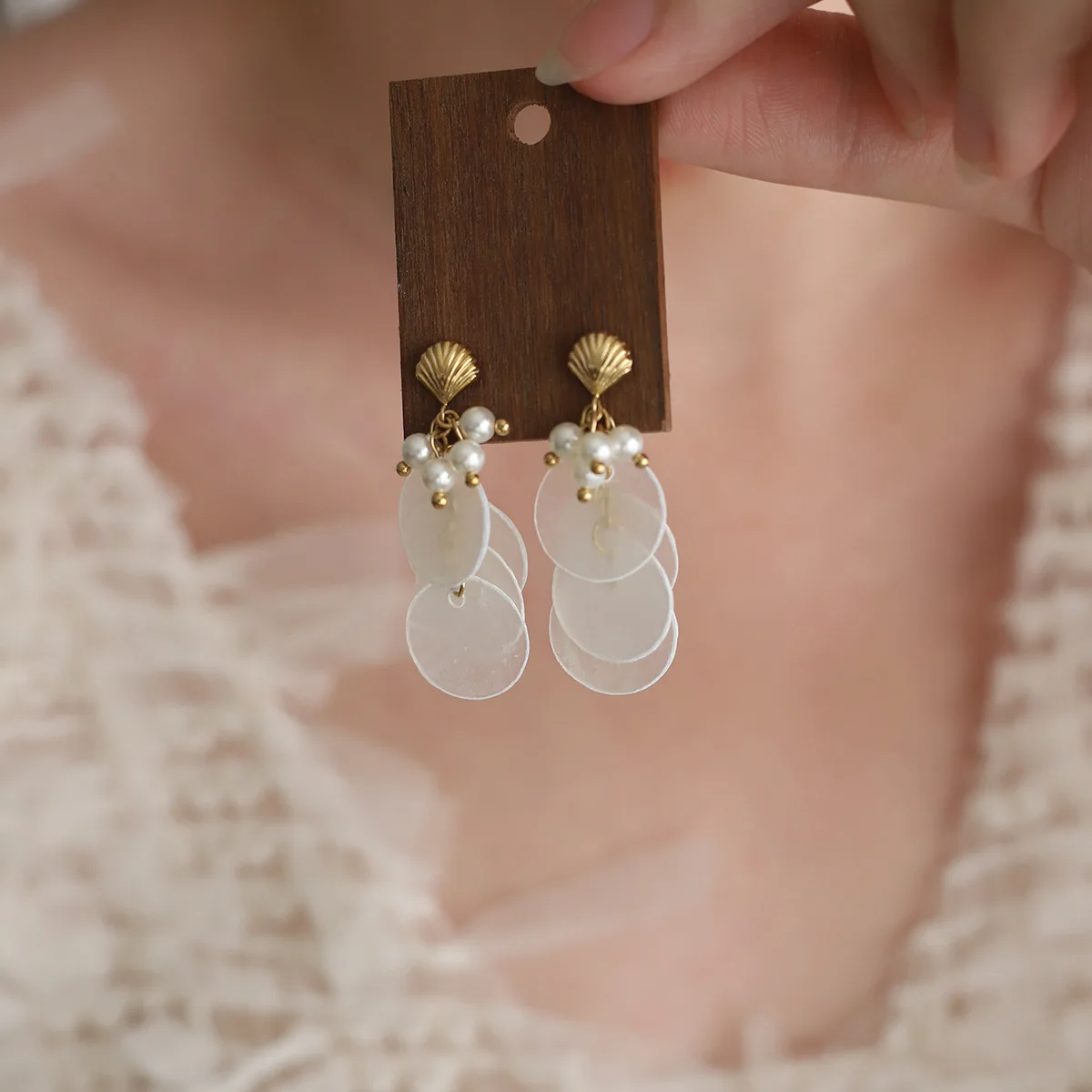 Popular Stainless Steel Tassel Natural Shell Long Hanging Earrings Water Resistant Elegant Chic Charm Daily Jewelry
