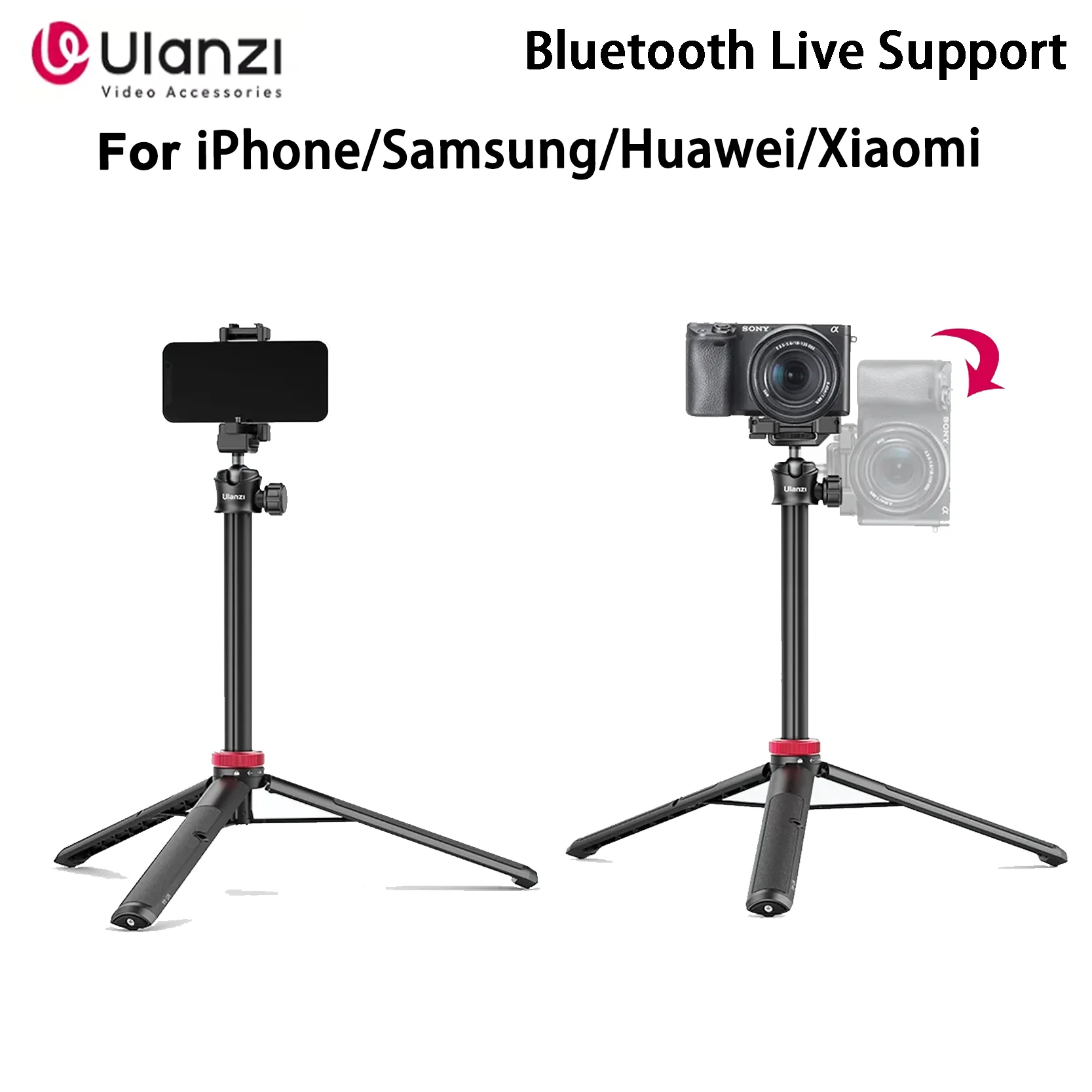Ulanzi MT-44 Trípode de palo de Selfie extendido de 1,46 m para teléfonos y cámaras Samsung iPhone Huawei Xiaomi