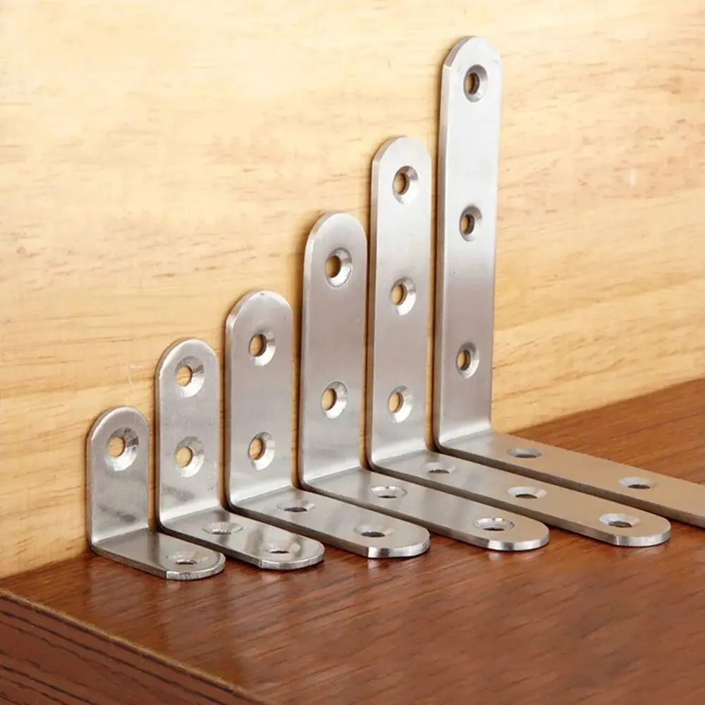 1 pçs telas de armário suporte de ângulo de parede sus304 aço inoxidável 90 graus ângulo direito canto cinta conjunta fixador de móveis