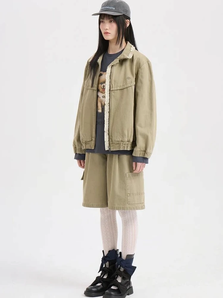 

Summer New Style Korean Loose Comfortable Casual Vintage Workwear Jacket Shorts Set Women's Fashion Spring Autumn Wear