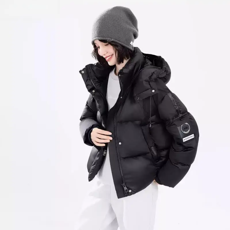 Nueva Chaqueta de algodón con capucha informal holgada a la moda corta de invierno para mujer Chaqueta de algodón de estilo universitario con diseño occidental cálido y grueso