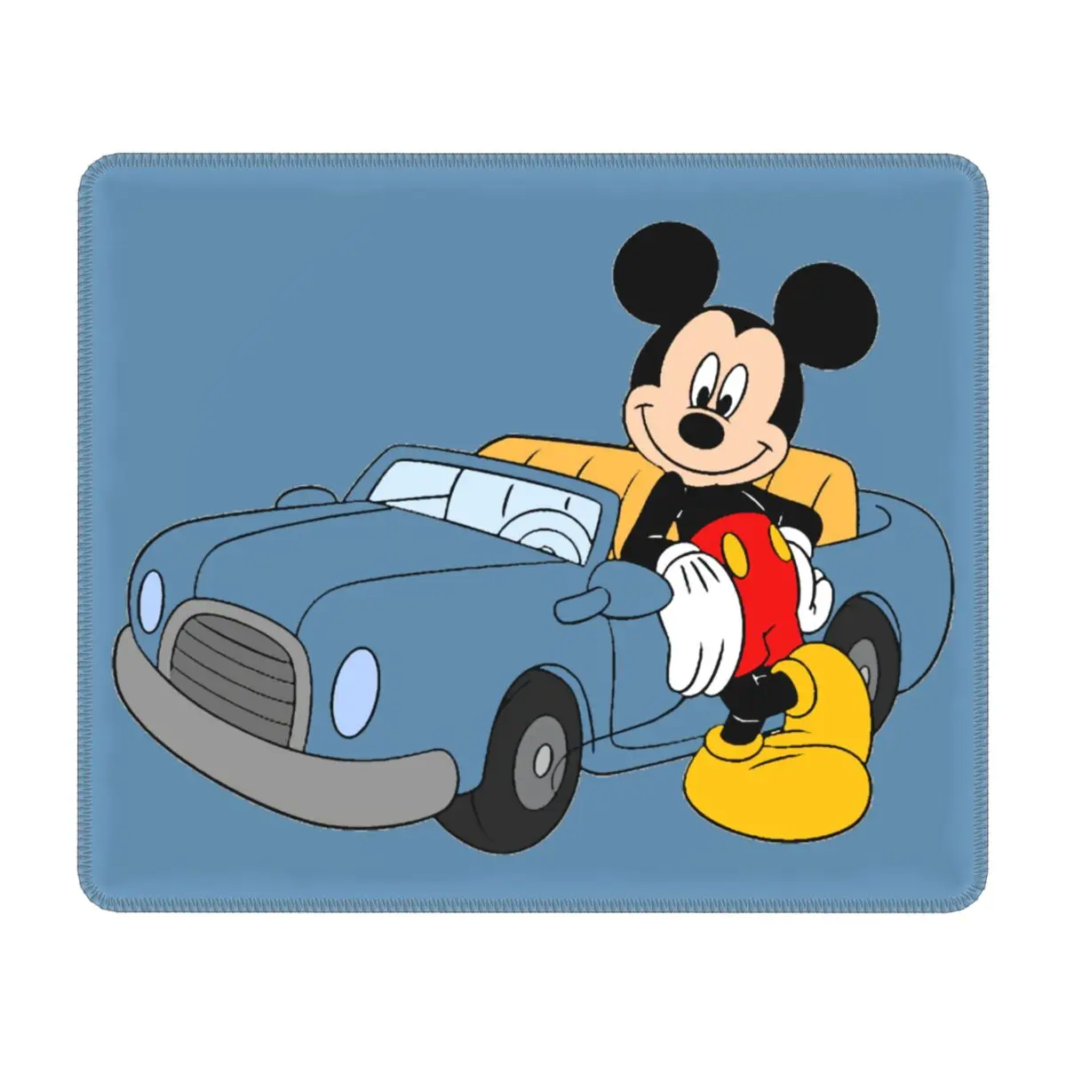 Custom Mickey Mouse Car Cartoon Mouse Pad Non-Slip Rubber Mousepad with Durable Stitched Edges for Game Laptop Desktop Mouse Mat