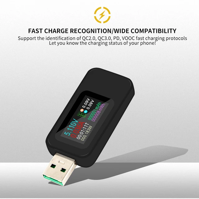 Tester USB 10 w 1 Tester kolorowego ekranu HD KWS-MX18L Woltomierz DC Amperimetro Detektor napięcia i prądu Wskaźnik ładowarki mocy