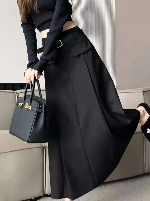 

Женская плиссированная юбка миди А-силуэта с высокой талией, весенняя коллекция, корейский стиль, для офиса и повседневной носки