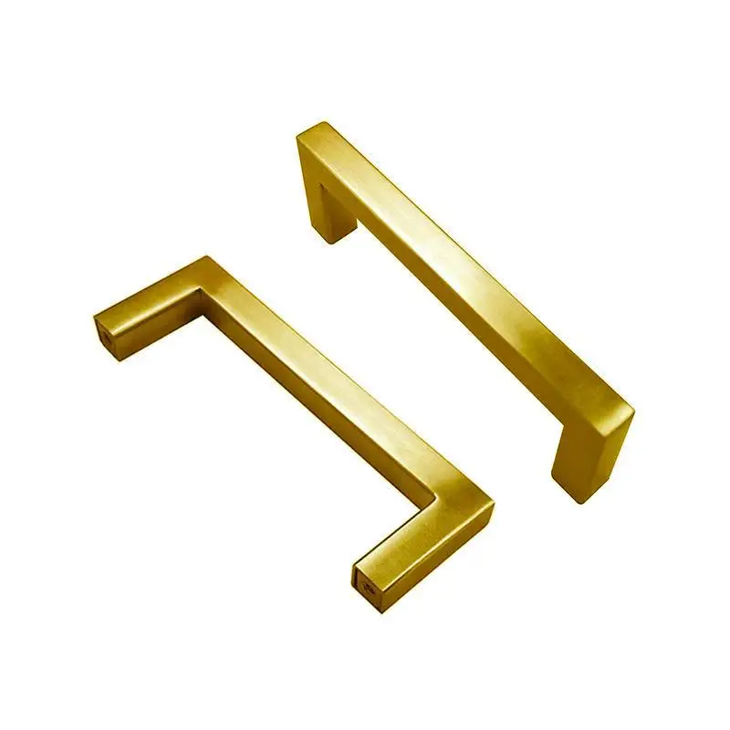 Gold Stainless Steel Cabinet Square Handles Modern Minimalist Furniture Drawer Wardrobe Door Stainless Steel Gold Handles image 3