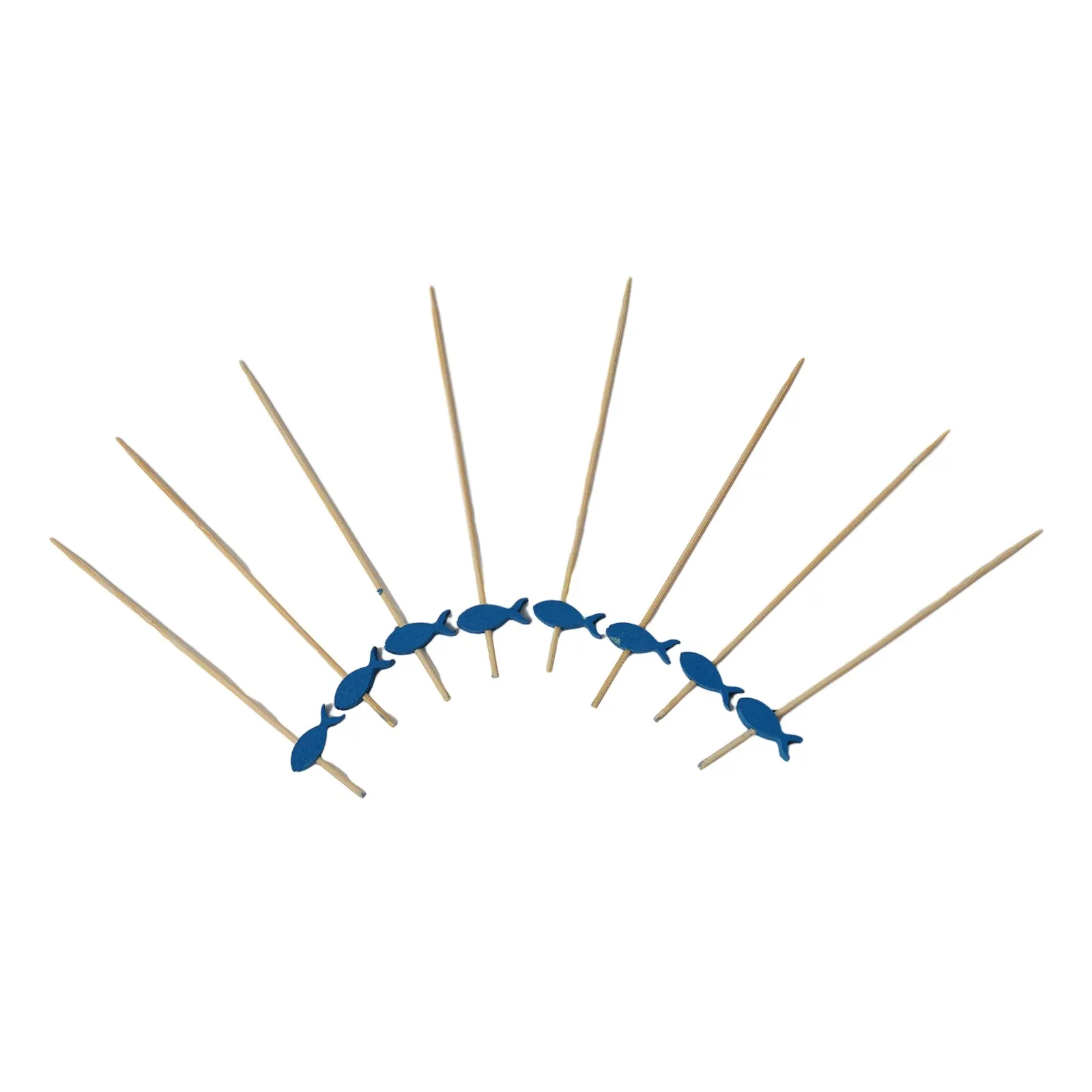 Blue Fish Shaped Appetizer Picks 100 Count for Food Presentation at Celebrations Fruit Meatballs Cupcakes and Desserts