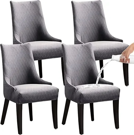 Water Repellent Sloping Chair Cover High Back Accent Dining Chair Covers Stretch Seat Slipcovers for Hotel Kitchen Living Room