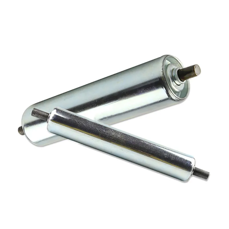 Rolos de linha transportadora galvanizados, diâmetro 38mm, comprimento total 100-1000mm, acessórios de rolo de linha transportadora de rolo não alimentados