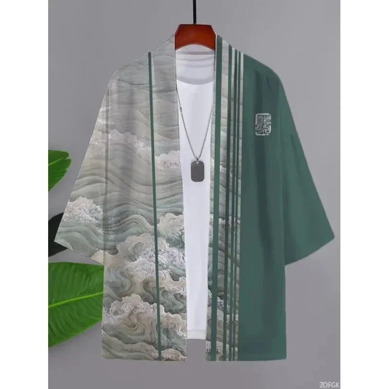 3D Digital Trend Kimono Cape Men's and Women's Cardigans Casual Bathrobes Outerwear Men's Clothing in Stock Ethnic Clothing