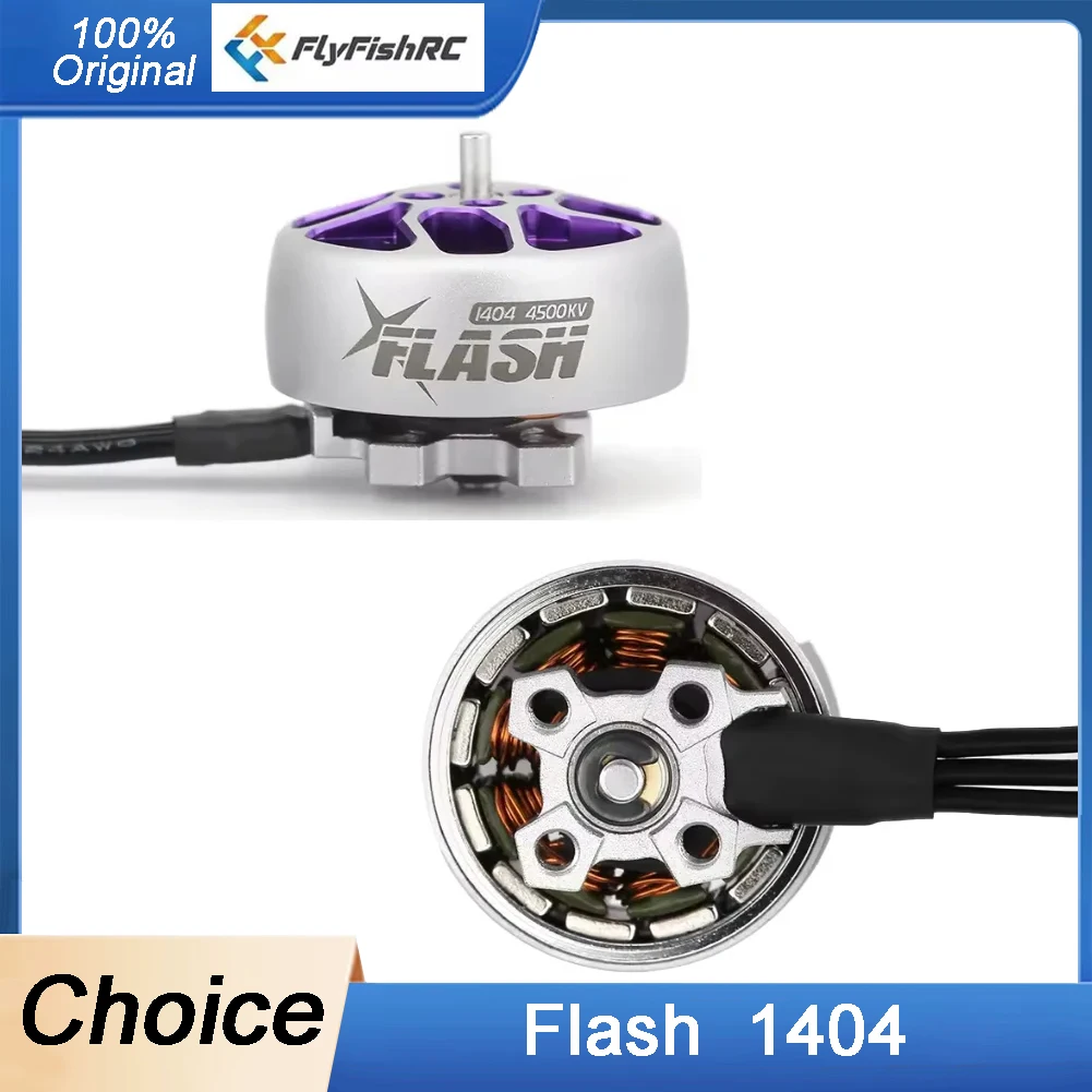 

FlyFishRC Flash 1404 4500KV Бесщеточный двигатель 2-4S Вал 2 мм для гоночного дрона и квадрокоптера RC FPV