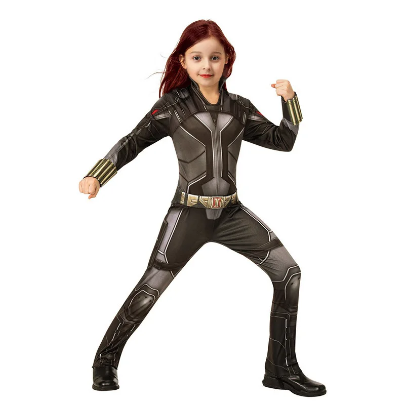 

New Black Widow Children's Girl Game Cosplay Costume Halloween Party Role-playing Clothing Polyester Fiber 100% Stage Costume