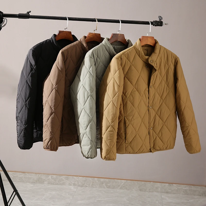 

Итальянская роскошная винтажная стеганая куртка из хлопка с воротником-стойкой, легкая и теплая, для мужчин и женщин, в городском повседневном стиле