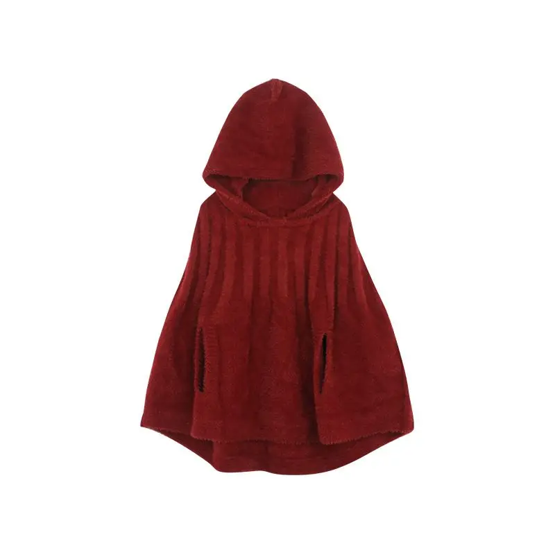 Girls Woolen Coat Jacket Cotton Cloak Windbreak 2023 Hooded Warm Plus Thicken Velvet Winter Autumn Party Children\'s Clothing