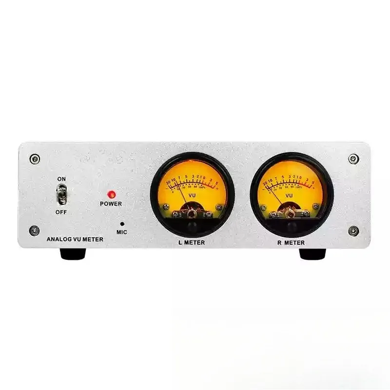 Professional HiFi Dual VU Meter Music Spectrum Analyzer Voice Control LED Yellow Backlight Aluminum Panel Dual Mode - view 2