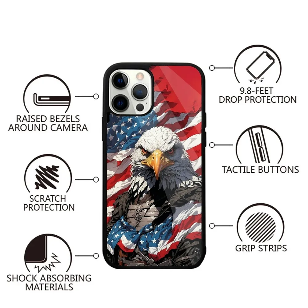 COOL American USA Flag Phone Case For iPhone 15,14,13,12,11,Plus,Pro,Max Mini Magsafe Magnetic Wireless Charging