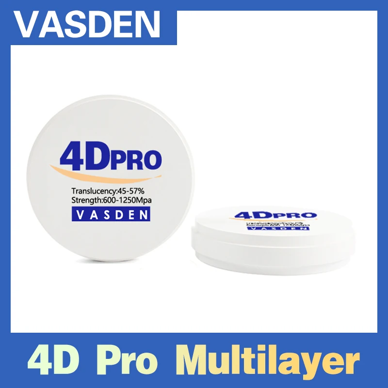 A1 A3.5 Kleur 4d Pro Meerlagige Zirkonia Blokken 98*10-25Mm Tandheelkundig Lab Cadcam Frezen Blanco Meerlagige Zirkoniumschijf