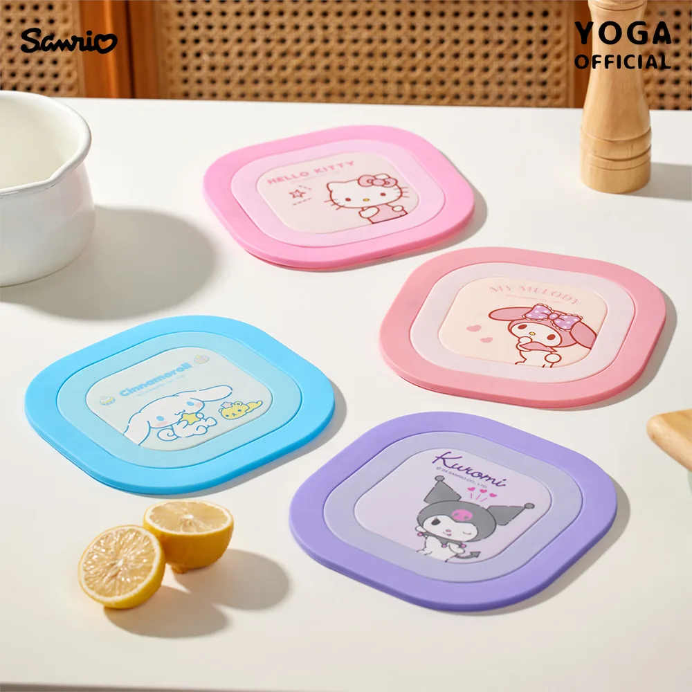 Sanrio Peripherals My Melody Kuromi Cinnamoroll Hello Kitty Cartoon Magnetic Silicone Insulated Coaster Anti-Scalding Place Mat