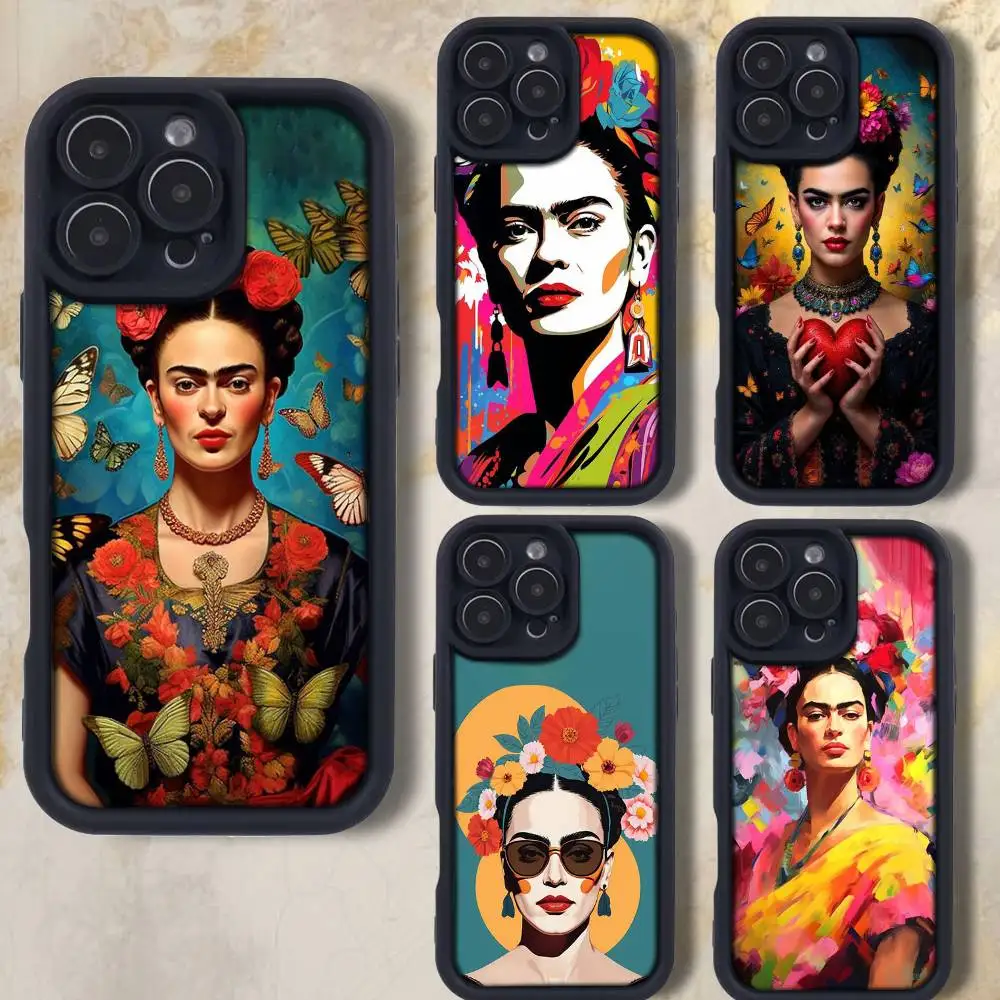 

F-Frida Art K-KahloS Phone Case For iPhone 17,16,15,14,13,12,Pro,Max,Plus,E,SE4,Air, emery Black Full Coverage TPU