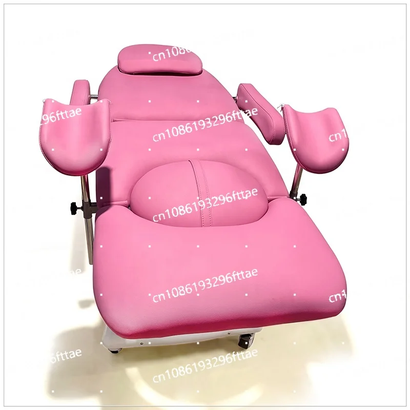 Clinic Electric Gynecological Examination Chair Pink Color Gynecological Beds 3 Motors with Wheels Gynecological Exam Bed