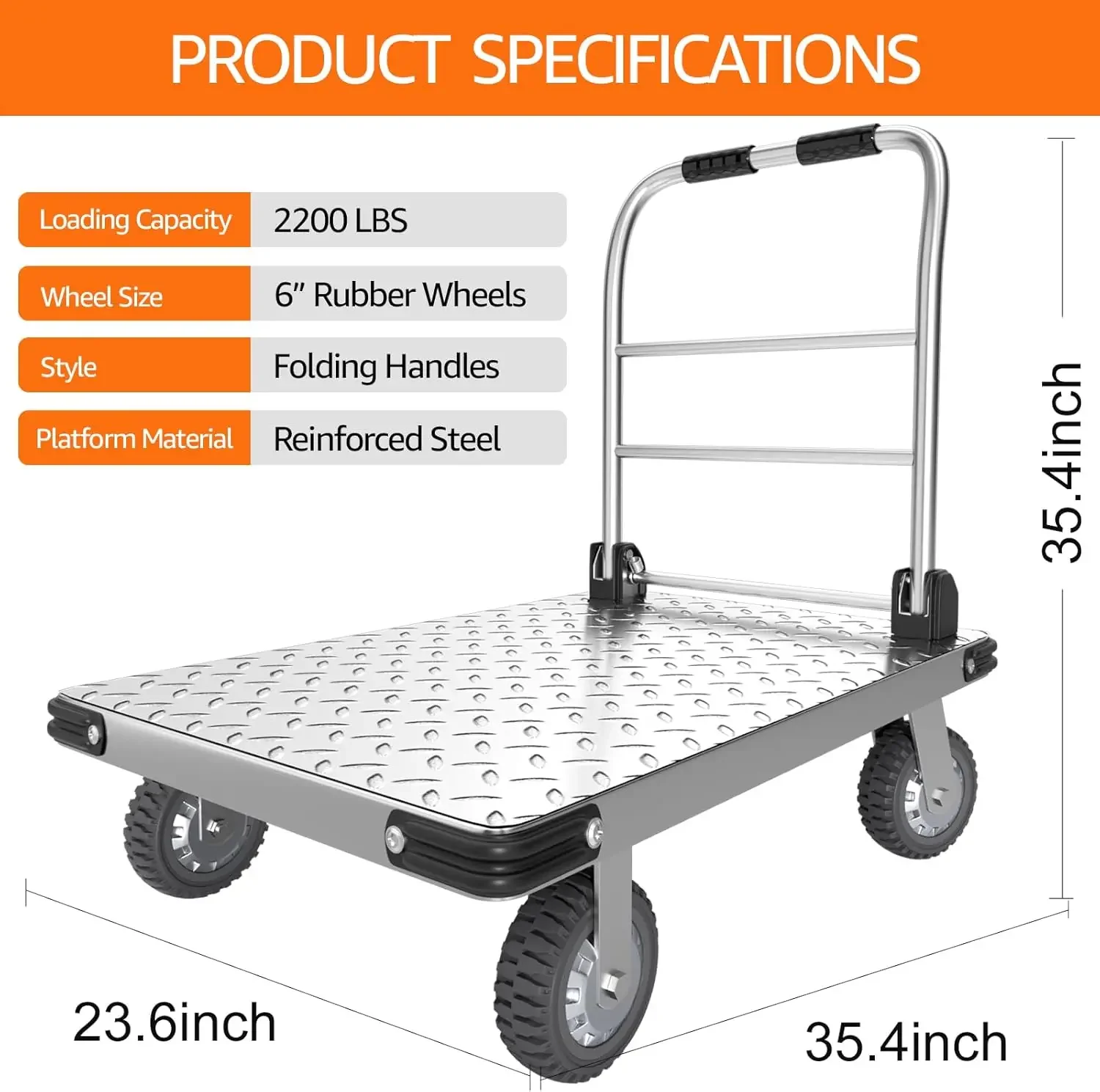 Kar Dolly |   Handwagen met bewegend platform |   Zwaar uitgevoerd, ruimtebesparend, inklapbaar |   Draaibare platte bedwagen - Meubelbagage Liftin