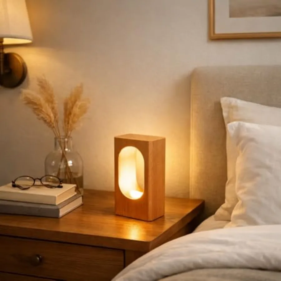 LED Wood Desk Lamp, Bedroom Bedside Night Light, Dimmable Led Lighting, Creative Home Decor Table lamp, Unique House warmging G