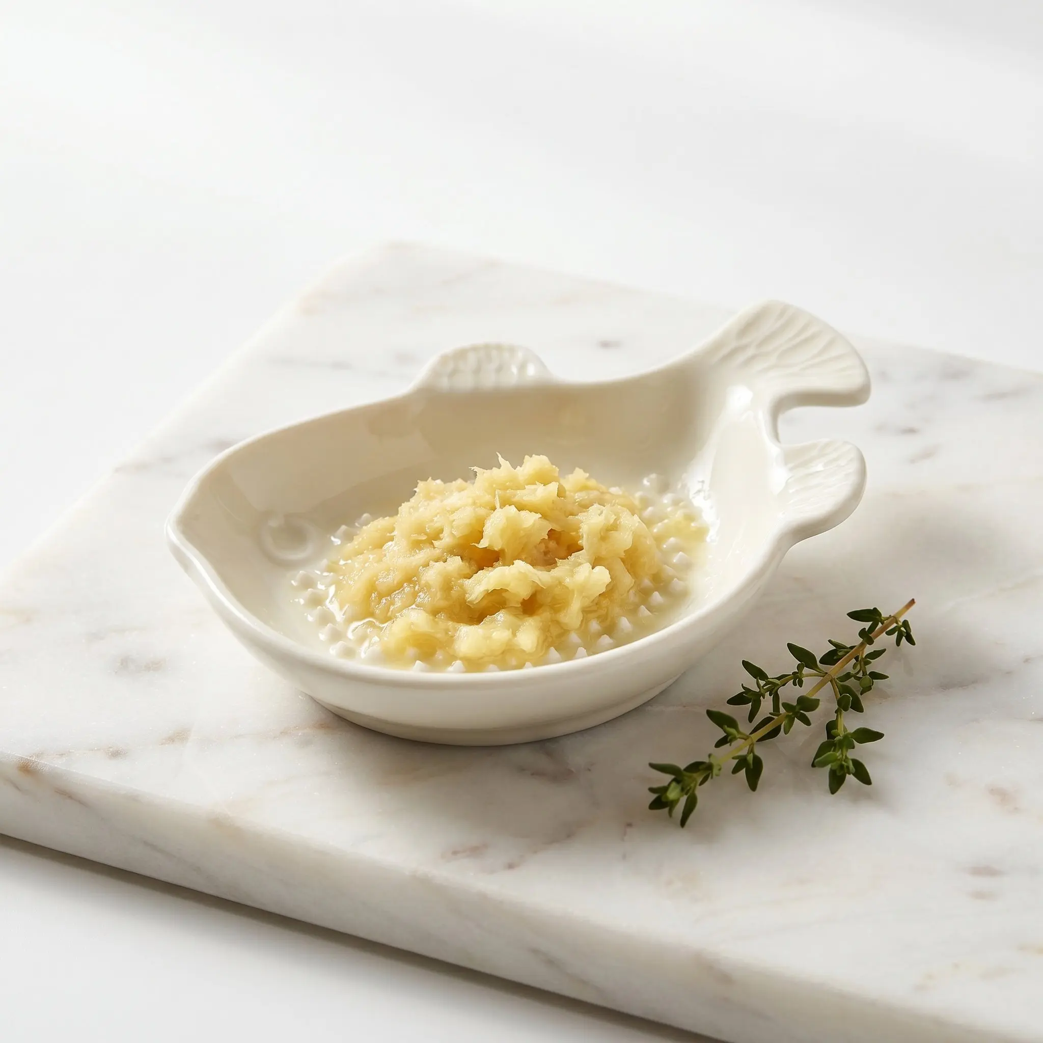 Ceramic Garlic Grater Plate 4.8x3.5 Fish Shaped Ginger Grating Dish Kitchen Spice Grinder with Brush Compact Food Grinding Plate