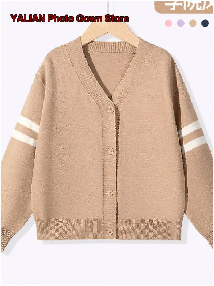 Boys College Style Knit Jacket Navy Blue Spring Outwear 2026 Kids