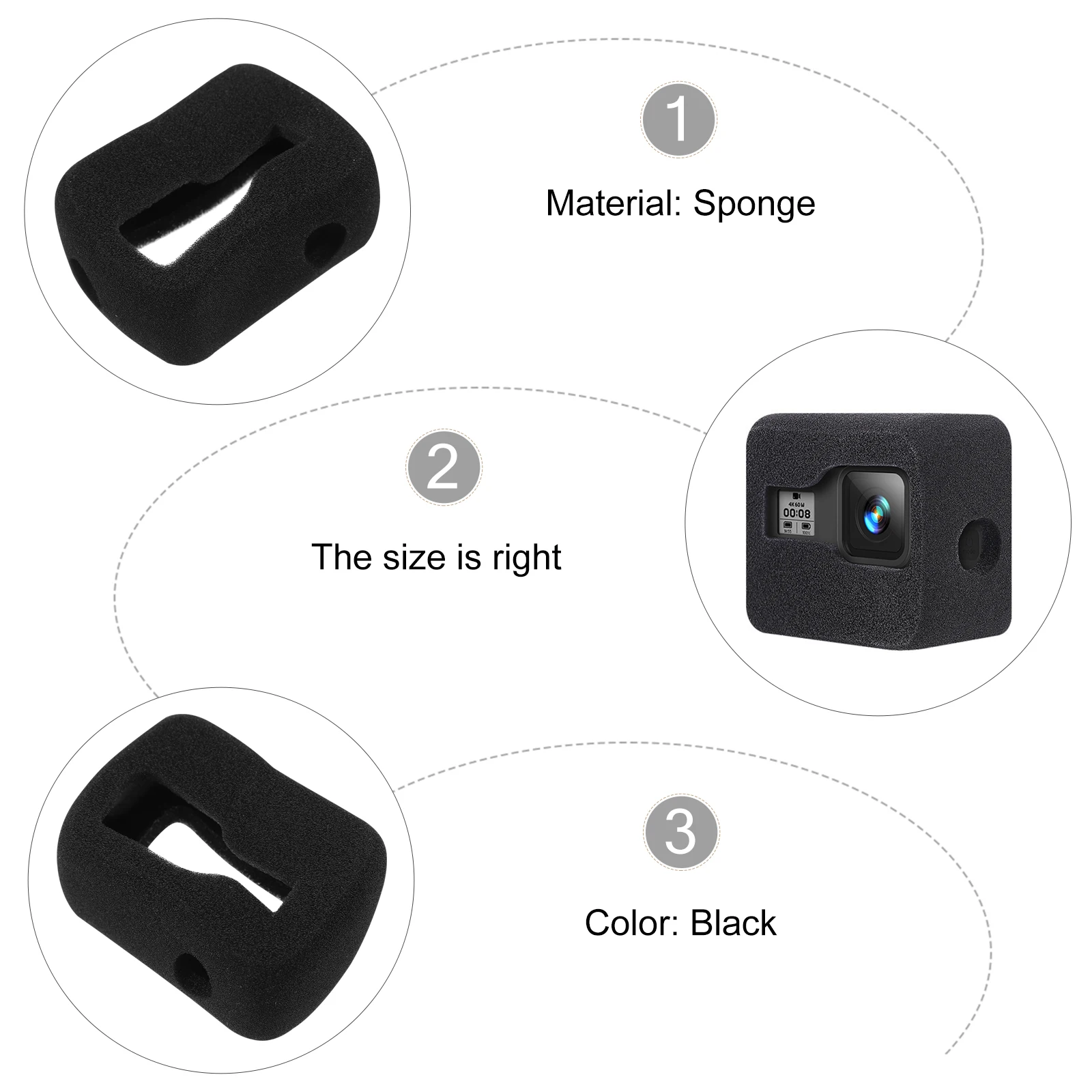 

Camera Windproof Sponge Protective Case Reducing Reducing Wind Noise Cover Noise Camera Sponge Cover Shockproof Lightweight