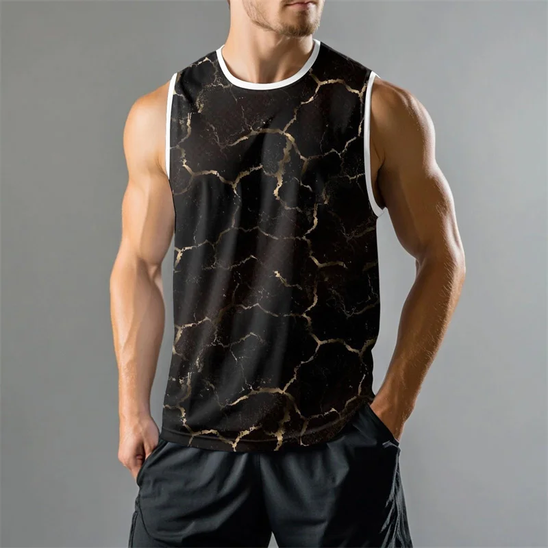 Fashion 3D Print Graphic Summer Vest For Men Casual Street Graphic Loose Sleeveless Tee Gym Fitness