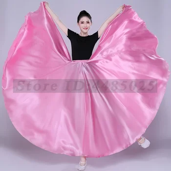 女性用サテンロングスカート,バレエダンサー,伸縮性ウエストバンド,ダンガリー,タンゴドレス,ジプシーダンサーの練習服