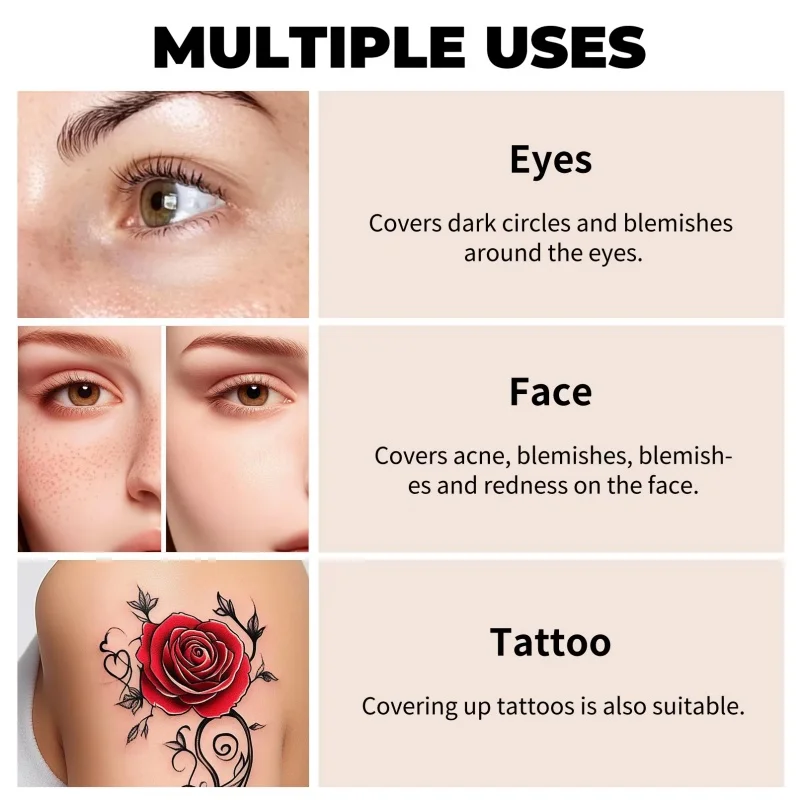 Hydraterende oogverhelderende concealer en contourcrème - volledige dekking, langdurig, corrigerende oogconcealer voor een perfecte make-up