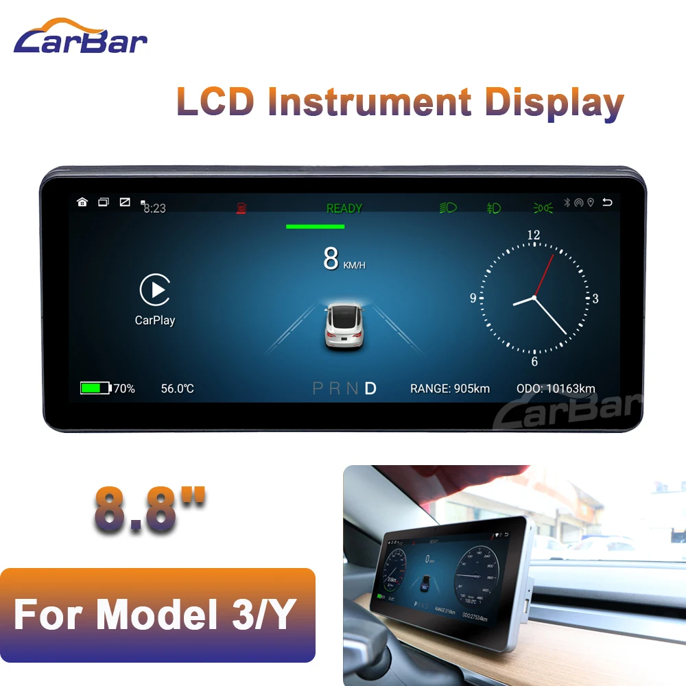 

For Tesla Model 3 Y 8.8 Inch Digital HUD Display LCD Screen Center Console Dashboard Panel Carplay Android Car GPS Multimedia