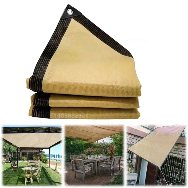 Outdoor garden camping hiking car tent awning sunshade net high density polyethylene gardening shade cloth sunscreen net beige