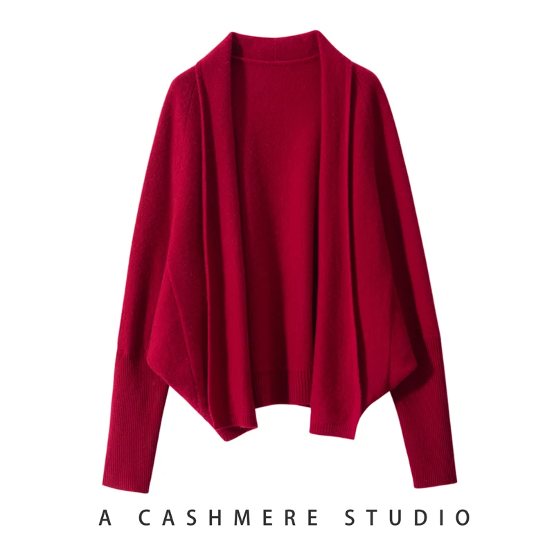 

Осенний классический модный кашемировый женский открытый вязаный шерстяной свитер, однотонный свитер с рукавами «летучая мышь», мягкий свободный топ высокого качества