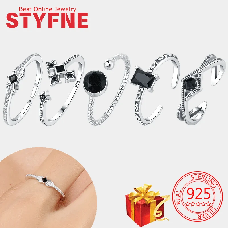 

Woman Rings Cubic Zirconia Black Love Hearts Luck for Women Fashion Ring Gift DIY Fine Jewelry