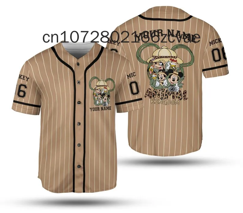 New Disney Safari Baseball Jersey Street Fashion Customized Name Men's and Women's Children's Short sleeved Baseball Shirt y2k